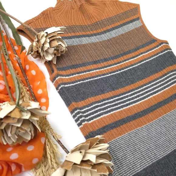 House of Harlow 1960 Striped Brown and Orange Dress Size S - Picture 3 of 7